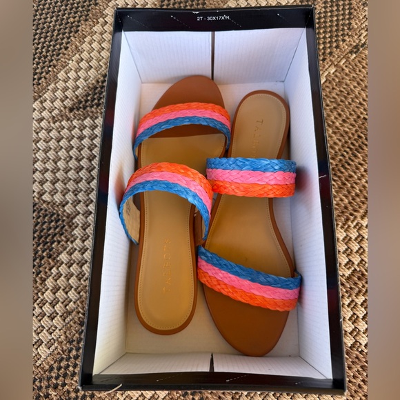 Talbots Keri Slide Sandals Bright Papaya Multicolor Braided Women’s 9.5 - Picture 3 of 4